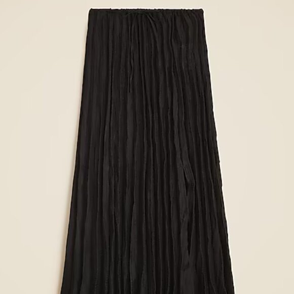 J. Crew Black Pleated Drawstring Maxi Skirt in Linen Blend/NWT/L - Picture 2 of 15